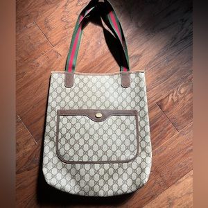 Authentic GUCCI Web Sherry Line Shoulder Tote Bag